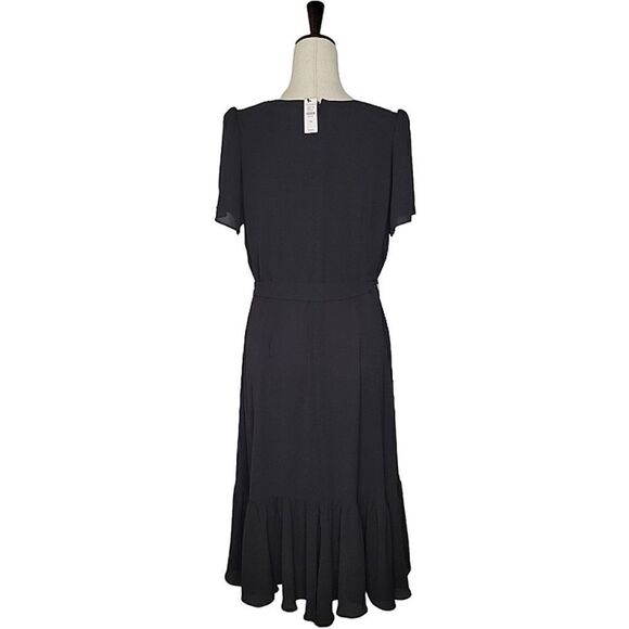 Talbots Black V-neck Cascading Wrap Lined Dress Size 12P - Picture 6 of 10